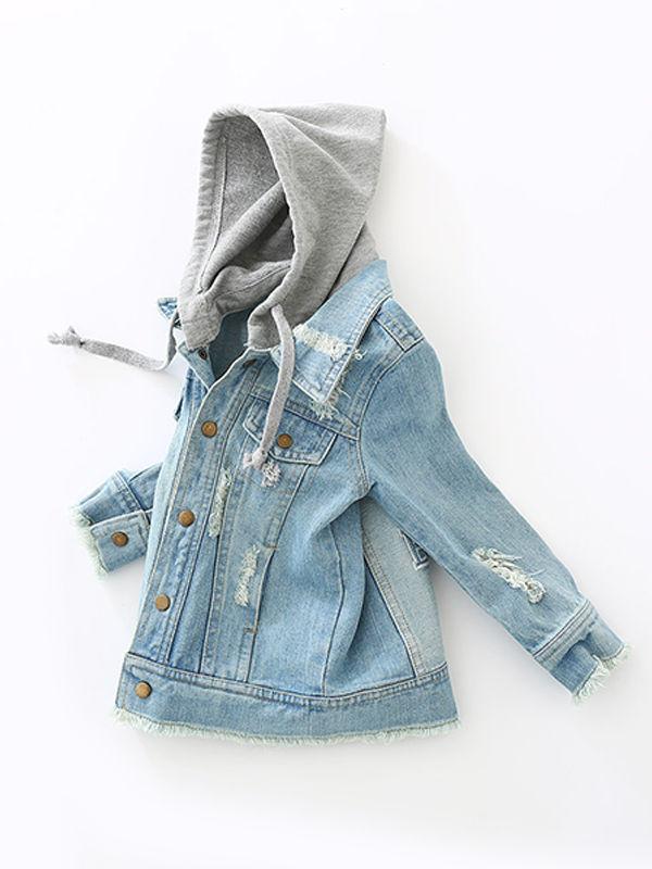 Light Blue Denim Coat Jacket Long-sleeve Top for Toddlers Boys - dianjiang-