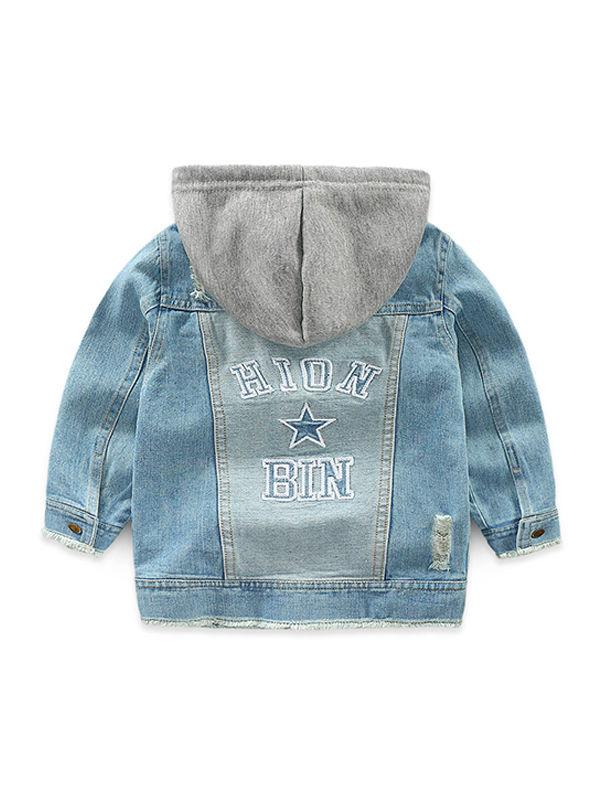 Light Blue Denim Coat Jacket Long-sleeve Top for Toddlers Boys - dianjiang-