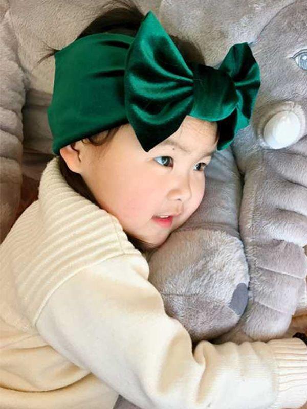 Solid Color Bowknot Headband Wide Elastic Baby Toddler Girls Hair Clip - dianjiang-