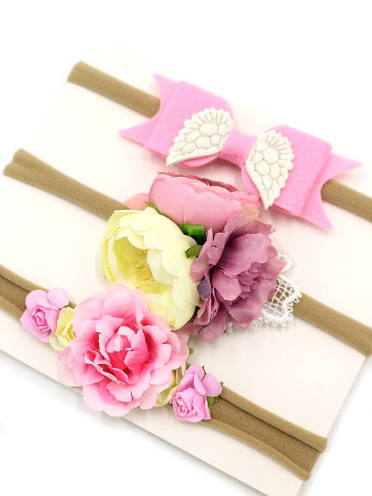 3-piece Bowknot/Wings/Flower/Beads Headband Set Accessories - dianjiang-