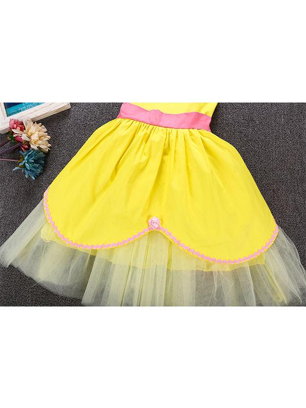 Sleeveless Bowknot Tulle Cotton Lining 5-Layer Baby Girls Princess Dress - dianjiang-