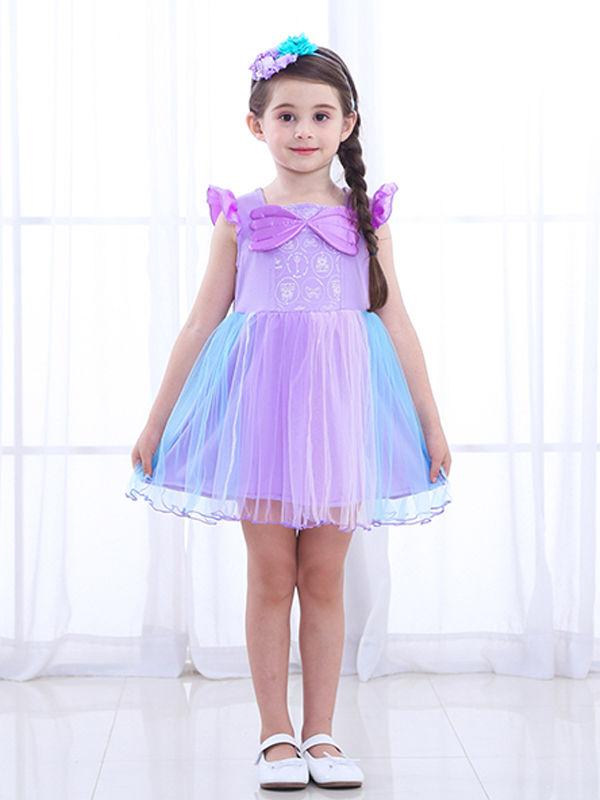 Cap Sleeves Wings Colorful Party Wear Tulle Cotton Baby Girls Princess Party Dress - dianjiang-