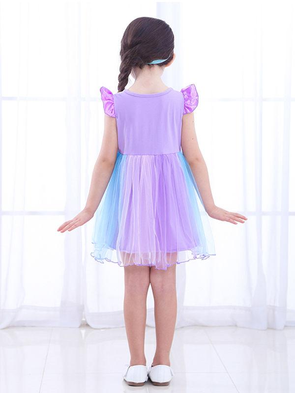 Cap Sleeves Wings Colorful Party Wear Tulle Cotton Baby Girls Princess Party Dress - dianjiang-