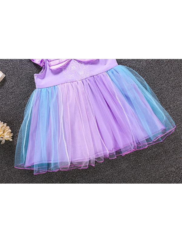 Cap Sleeves Wings Colorful Party Wear Tulle Cotton Baby Girls Princess Party Dress - dianjiang-