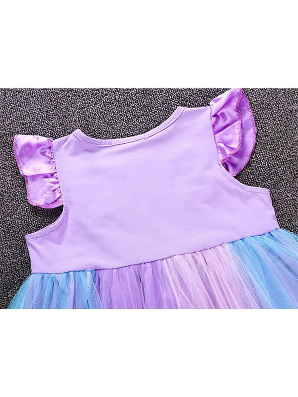 Cap Sleeves Wings Colorful Party Wear Tulle Cotton Baby Girls Princess Party Dress - dianjiang-