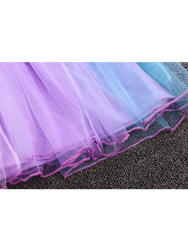 Cap Sleeves Wings Colorful Party Wear Tulle Cotton Baby Girls Princess Party Dress - dianjiang-