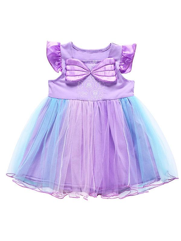 Cap Sleeves Wings Colorful Party Wear Tulle Cotton Baby Girls Princess Party Dress - dianjiang-