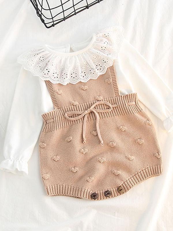 Bubble Balls Sleeveless Bodysuit Knitted Baby Suspender chrochet Romper - dianjiang-