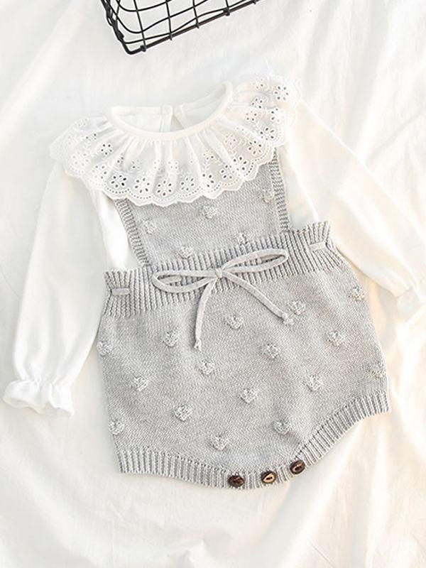 Bubble Balls Sleeveless Bodysuit Knitted Baby Suspender chrochet Romper - dianjiang-