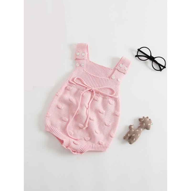 Solid Color Bodysuit Sleeveless Knitted Handcrafted Bubbles Baby Romper - dianjiang-