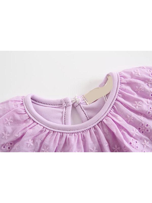 Long Sleeves Shirt Solid Color Doll Collar Baby Girls Undershirt - dianjiang-