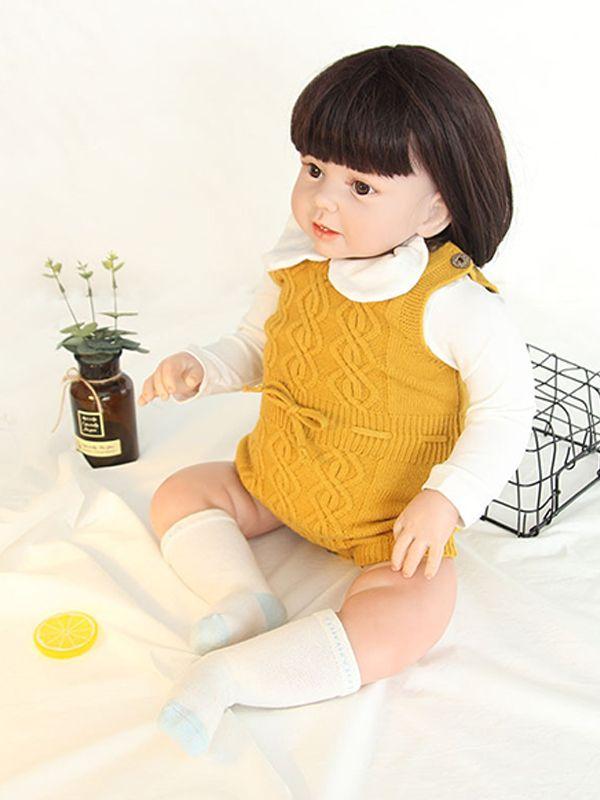 Solid Color Woolen Yarn Baby Onesies Cute Knitted Romper Bodysuit - dianjiang-