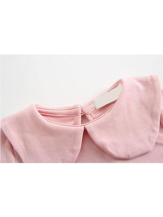 Solid Color Long Sleeves Shirt Turndown Collar Baby Girls Undershirt - dianjiang-