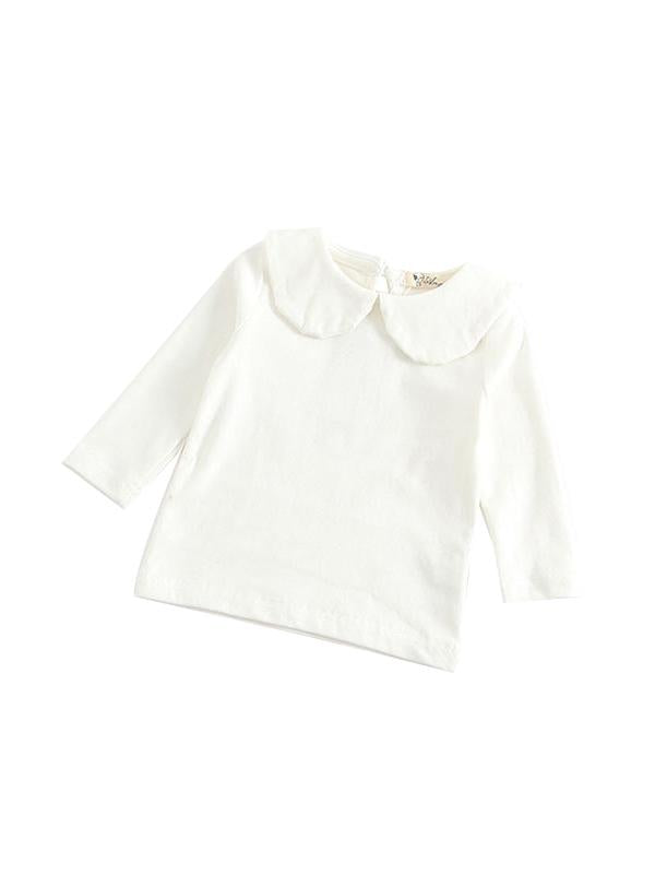Solid Color Long Sleeves Shirt Turndown Collar Baby Girls Undershirt - dianjiang-