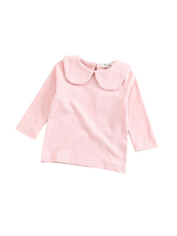 Solid Color Long Sleeves Shirt Turndown Collar Baby Girls Undershirt - dianjiang-