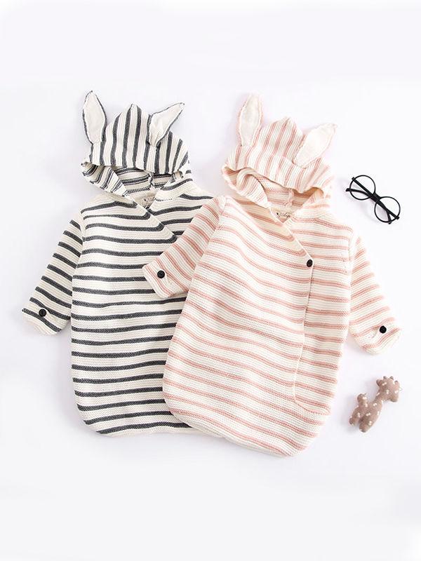 Deer Pattern Black and White Stripes Knitted Newborn Blanket Quilt - dianjiang-