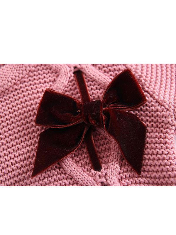 Long Sleeves Baby Girls Romper Knitted Bowknot Onesies - dianjiang-