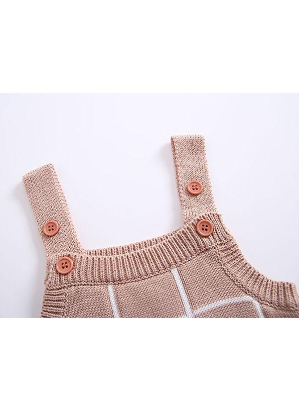 Double-layers Jacquard Thickened Plaid Bodysuit Baby Suspender Romper - dianjiang-