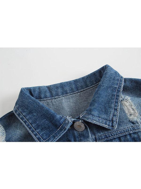 Sleeveless Buttoned Clothes Deep Blue Baby Denim Vest Waistcoat Top - dianjiang-