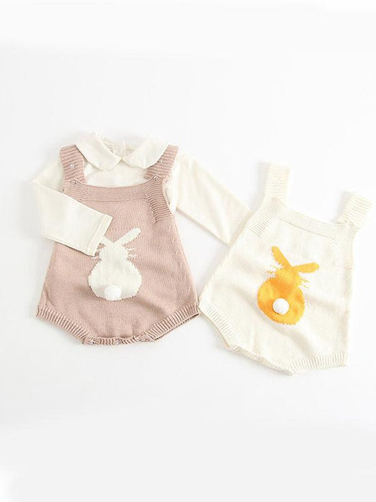 Cute Rabbit Romper Knitted Cotton Baby Suspender Jumpsuit Daily New - dianjiang-