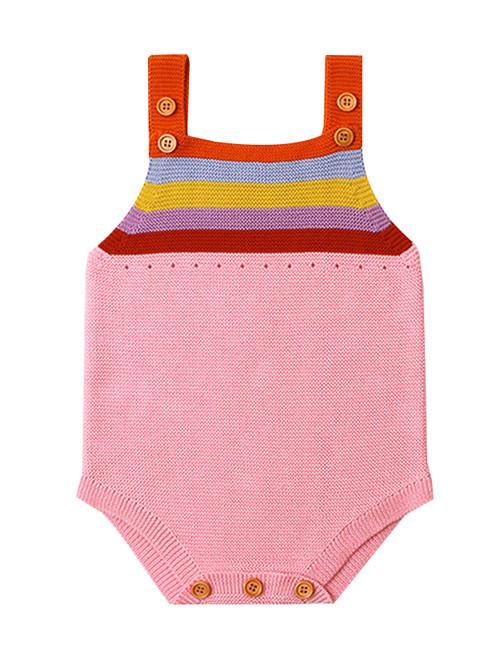 Rainbow Stripes Bodysuit Knitted Baby Suspender Onesies - dianjiang-