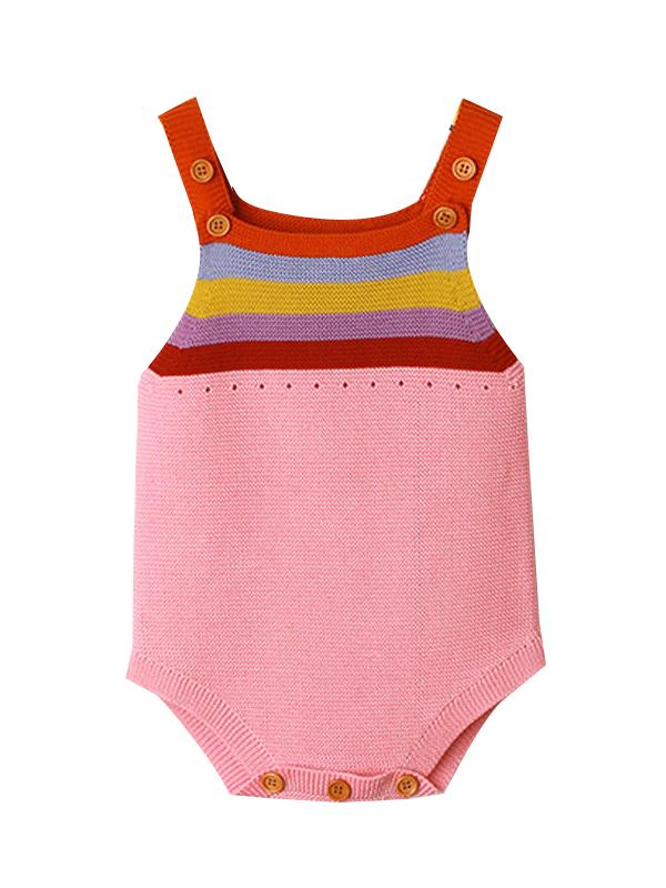 Rainbow Stripes Bodysuit Knitted Baby Suspender Onesies - dianjiang-