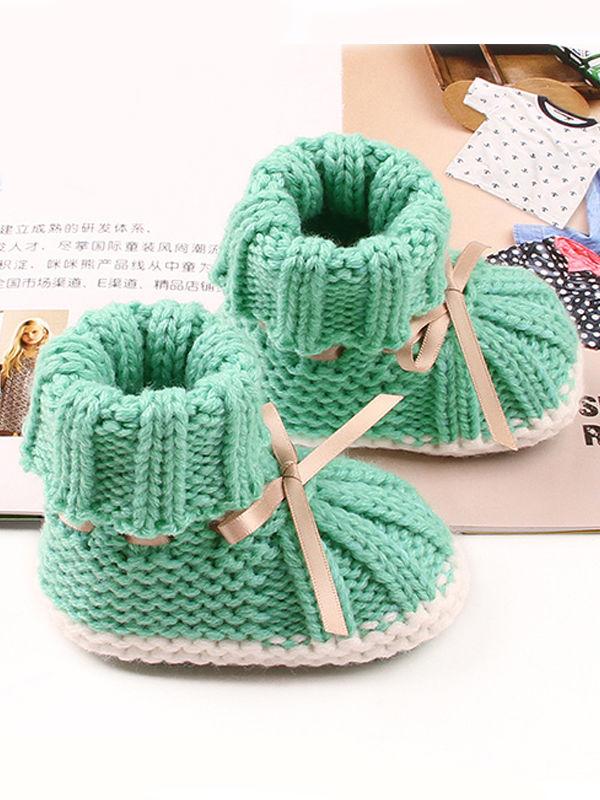 Acrylic Knitted Shoes Thermal Breathable Baby Room Prewalker - dianjiang-