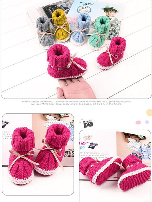 Acrylic Knitted Shoes Thermal Breathable Baby Room Prewalker - dianjiang-