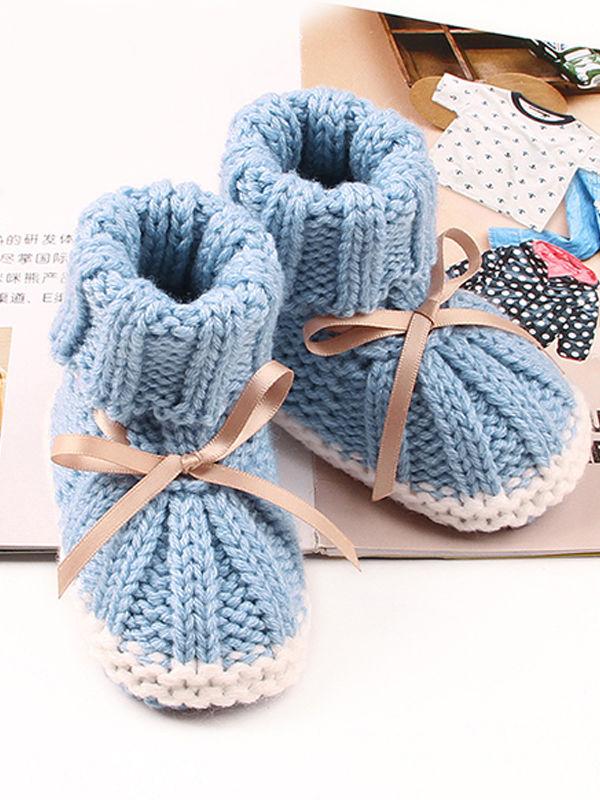 Acrylic Knitted Shoes Thermal Breathable Baby Room Prewalker - dianjiang-