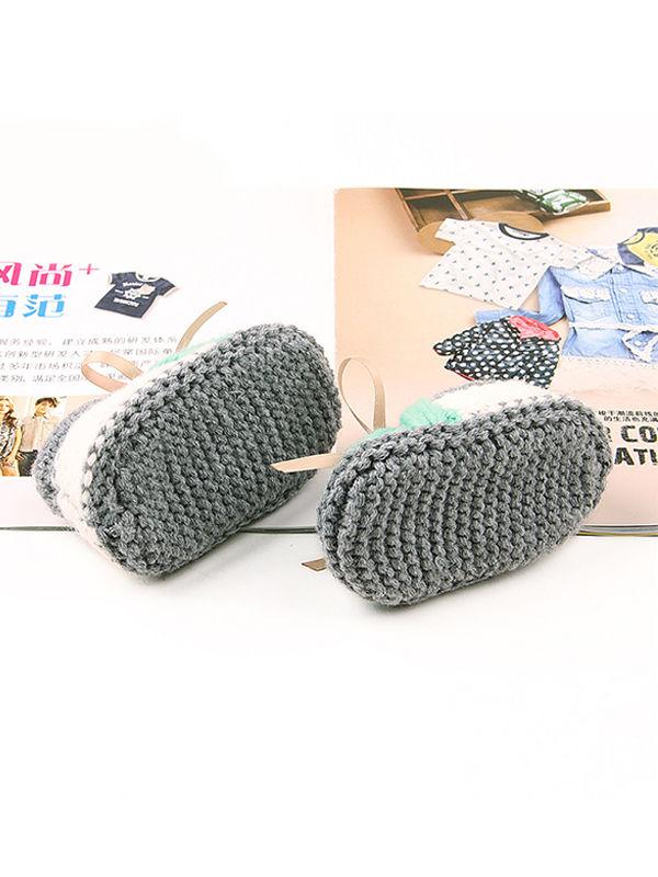 Bowknot Lacing Knitted Shoes Thermal Prewalker Baby Boat Socks - dianjiang-