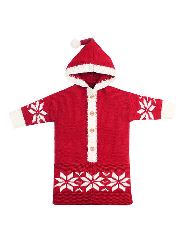 Long Sleeves Baby Sleeping Bag Wrapper Snowflakes Print Buttoned Knitwear - dianjiang-