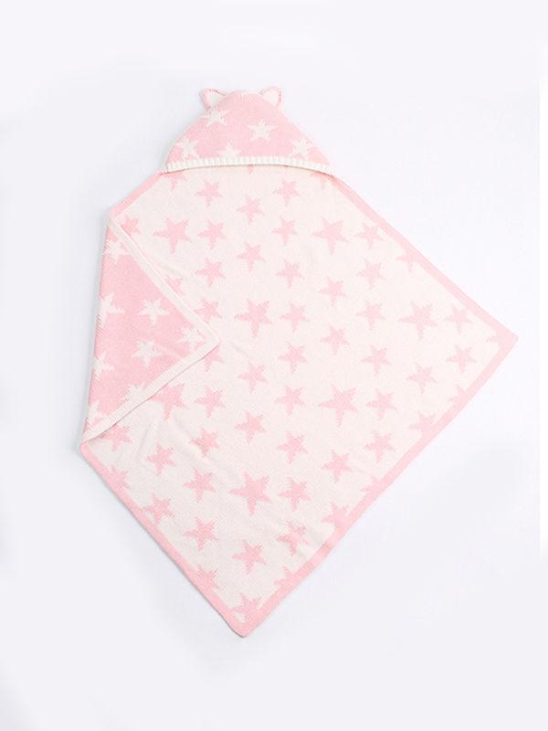 Cute Cat Ears Stars Print Knitwear Wrapper Baby Sleeping Blanket - dianjiang-