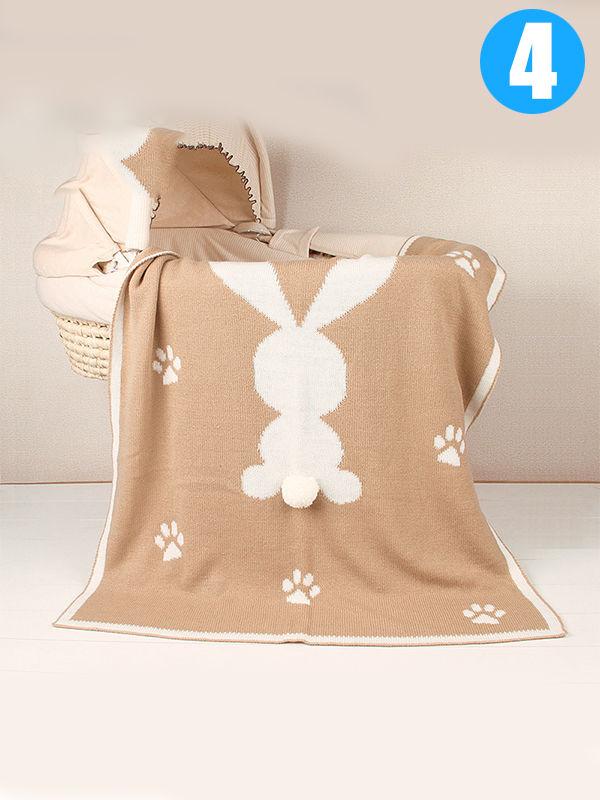 Rabbit Footprints Knitted Acrylic Blanket - dianjiang-