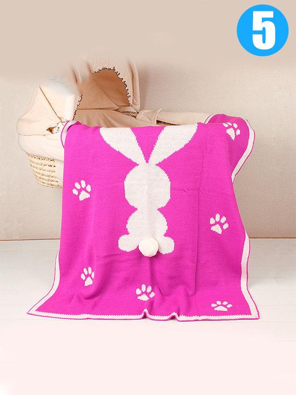 Rabbit Footprints Knitted Acrylic Blanket - dianjiang-