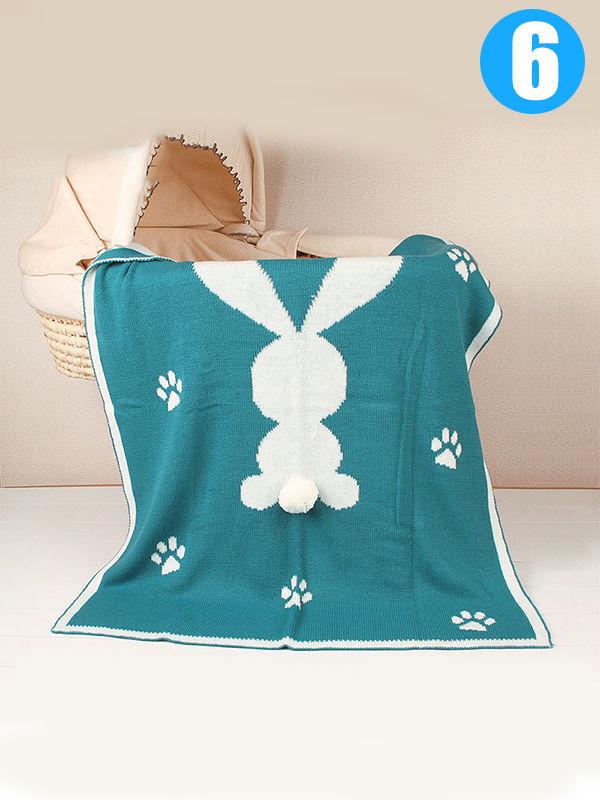 Rabbit Footprints Knitted Acrylic Blanket - dianjiang-