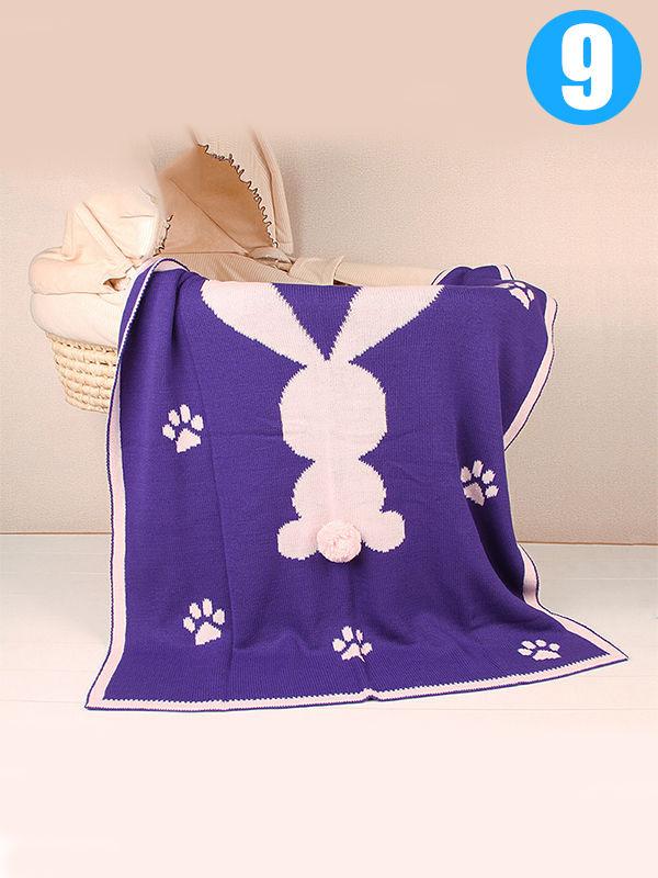 Rabbit Footprints Knitted Acrylic Blanket - dianjiang-