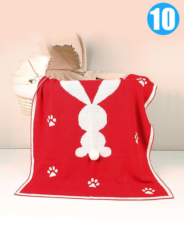 Rabbit Footprints Knitted Acrylic Blanket - dianjiang-