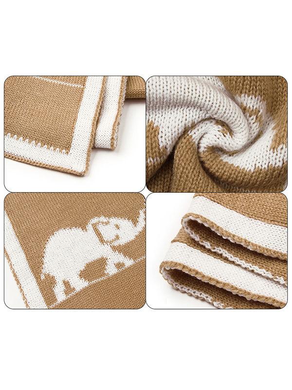 Elephants Knitted Acrylic Blankets - dianjiang-