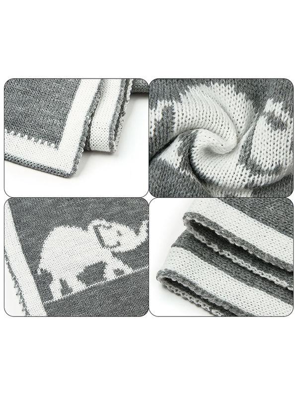 Elephants Knitted Acrylic Blankets - dianjiang-