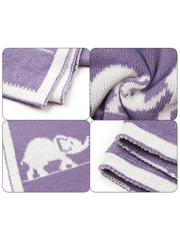 Elephants Knitted Acrylic Blankets - dianjiang-