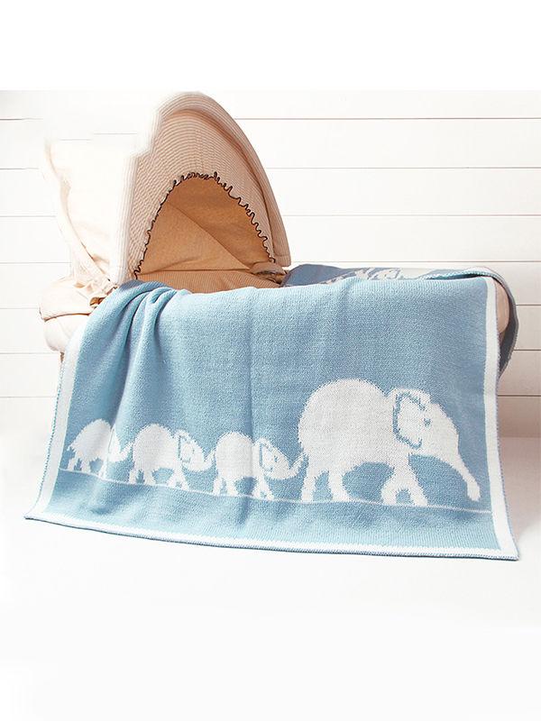 Elephants Knitted Acrylic Blankets - dianjiang-