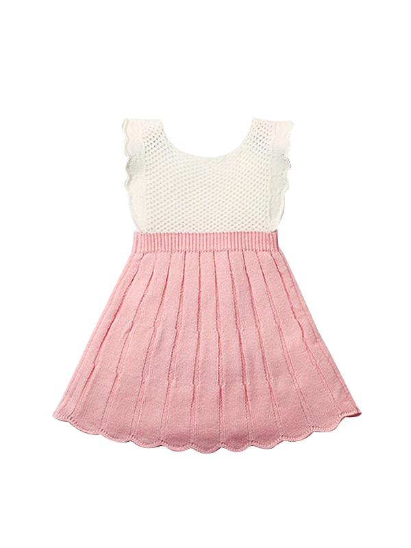 Sleeveless Knitwear Splicing Pleated Girl Dresses - dianjiang-