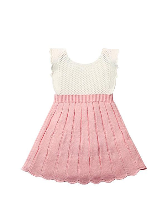 Sleeveless Knitwear Splicing Pleated Girl Dresses - dianjiang-