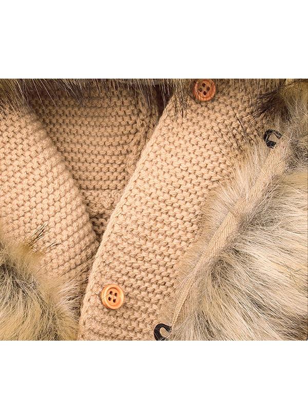 Animal Ears Warm Collar Hoodie Long Sleeve Coats Buttoned Knitted Wear Baby Cardigan - dianjiang-