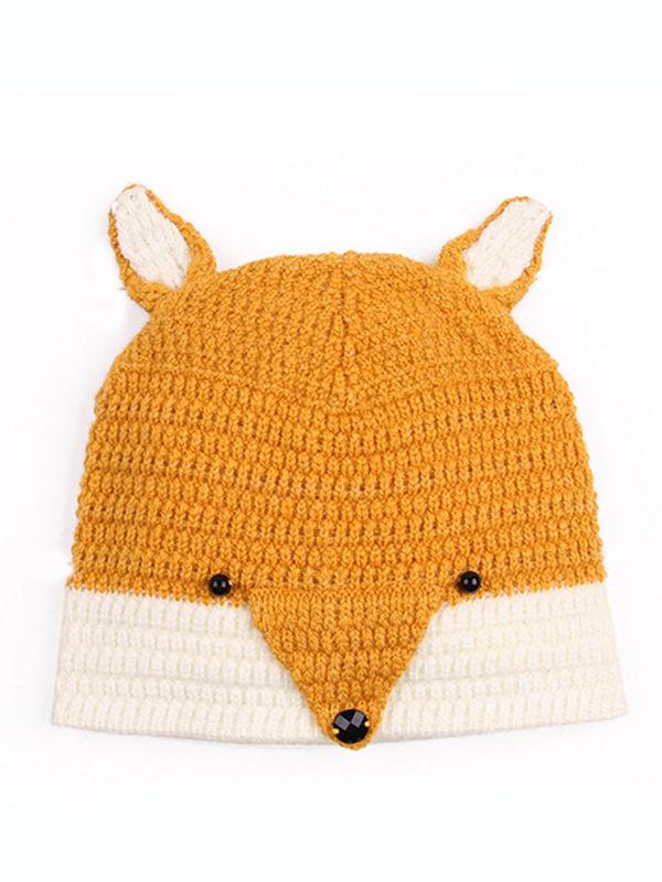 2-piece Cute Fox Pattern Knitted Baby Set Hat + Shorts - dianjiang-