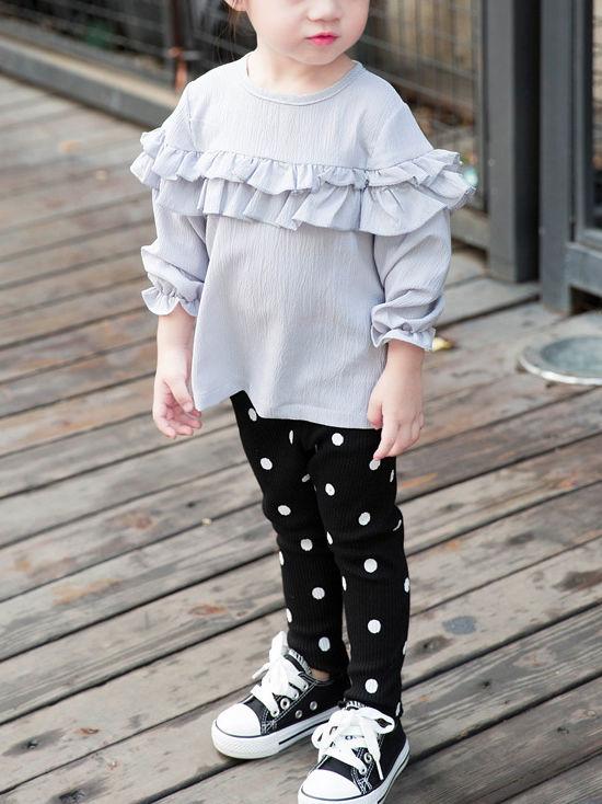 Baby Collection Laciness Dots Leggings Warm Render Pants For Toddler Girls - dianjiang-