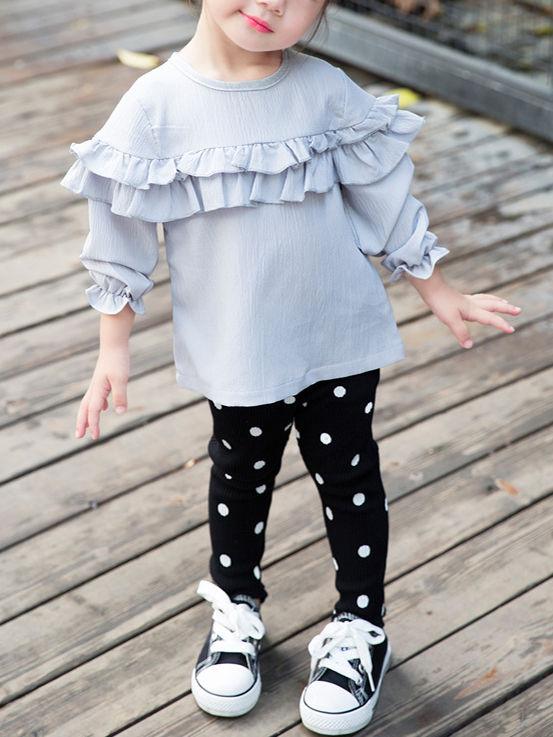 Baby Collection Laciness Dots Leggings Warm Render Pants For Toddler Girls - dianjiang-