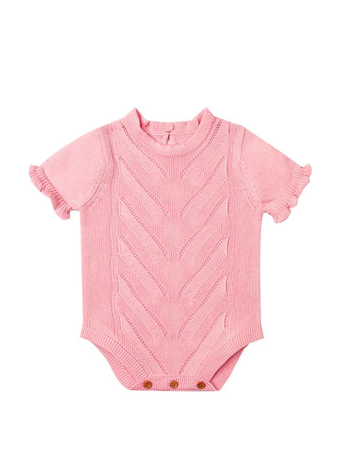 Short Sleeves Bodysuit Solid Color Baby Girls Onesies - dianjiang-