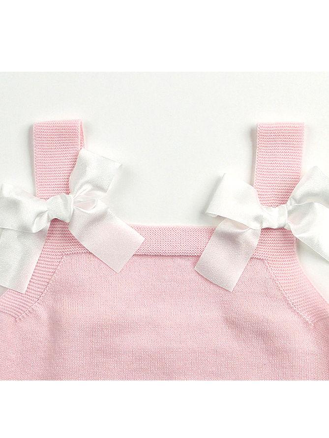 Lacework Bowknot Bodysuit Strapped Baby Onesies - dianjiang-