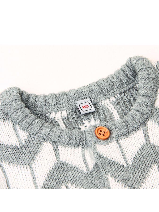 Rhombus Plaids Jumpsuit Knitted Baby Onesie - dianjiang-